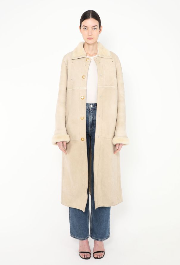 Céline Vintage Suede Shearling-Lined Coat - 2 Céline Vintage Suede Shearling-Lined Coat - 2