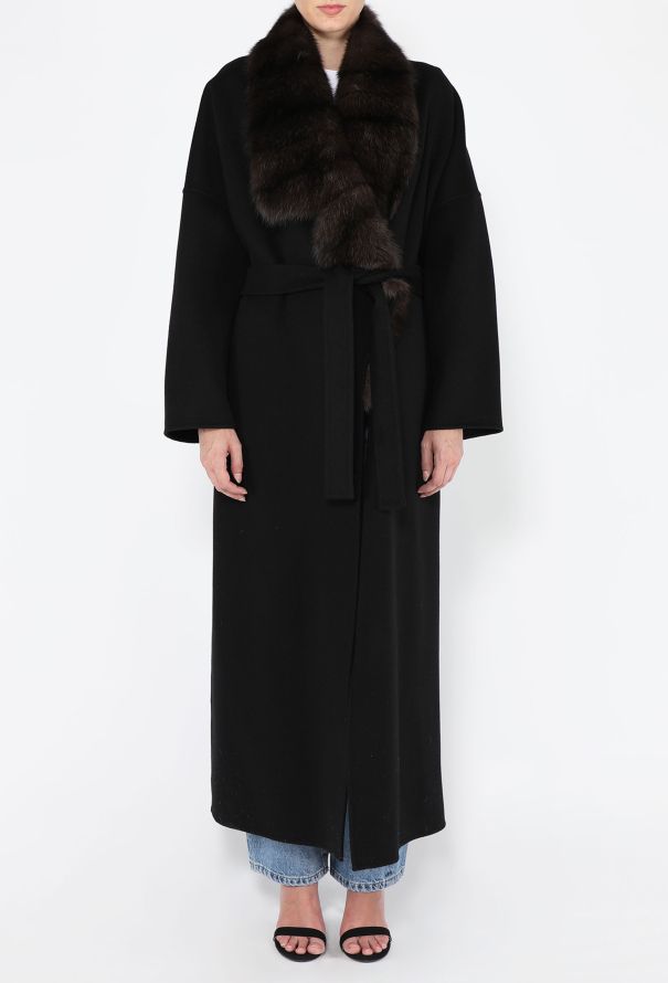 Loro Piana Baby Cashmere & Russian Sable Double-Face Belted Coat - 4