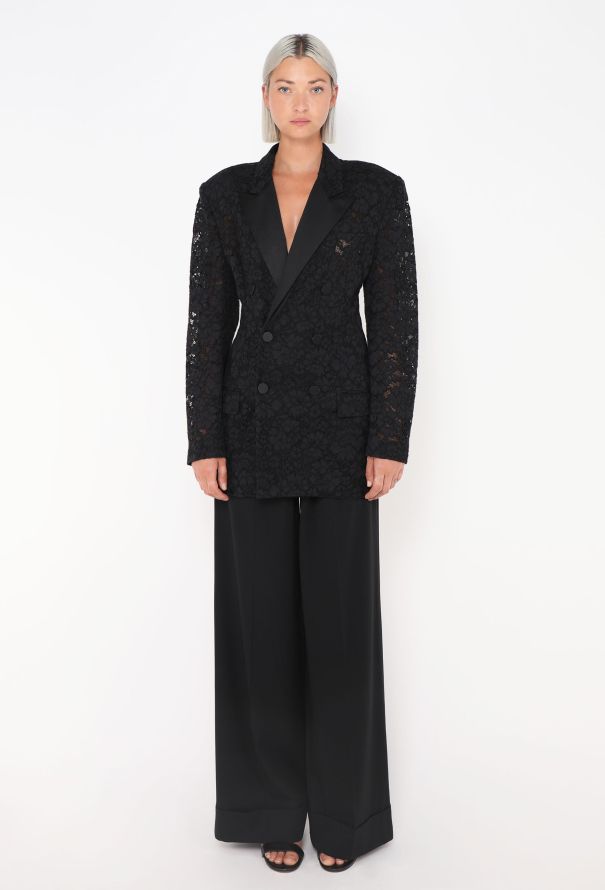 Saint Laurent Pre-Fall 2024 Guipure Smoking Blazer - 4