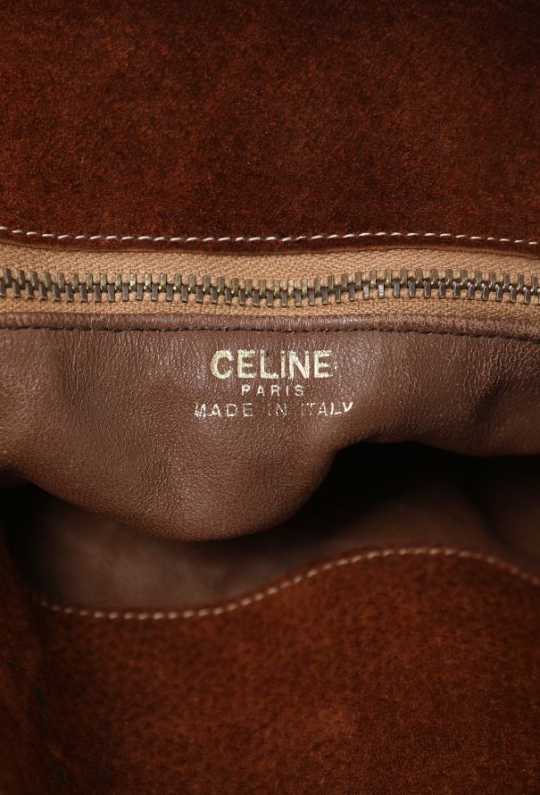 Céline Vintage Suede Triomphe Bucket Bag - 12