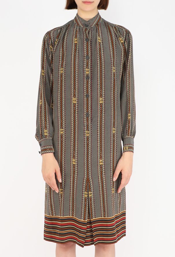 Gucci Equestrian Print Silk Dress, 1970s - 2