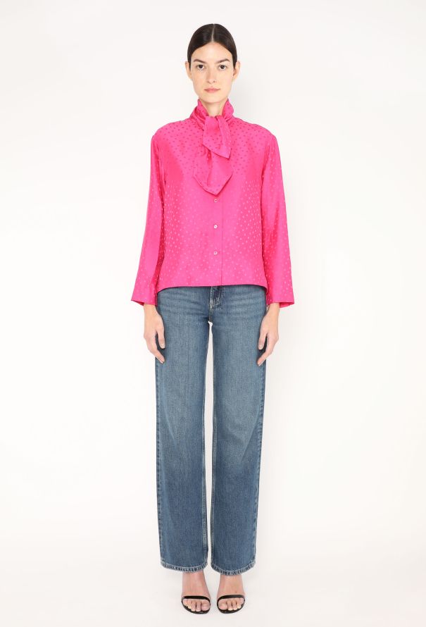 Saint Laurent Vintage Polka Dot Lavallière Blouse - 4 Saint Laurent Vintage Polka Dot Lavallière Blouse - 4