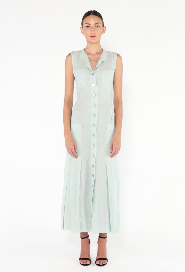 Chanel 1999 Pleated Linen Maxi Dress - 1