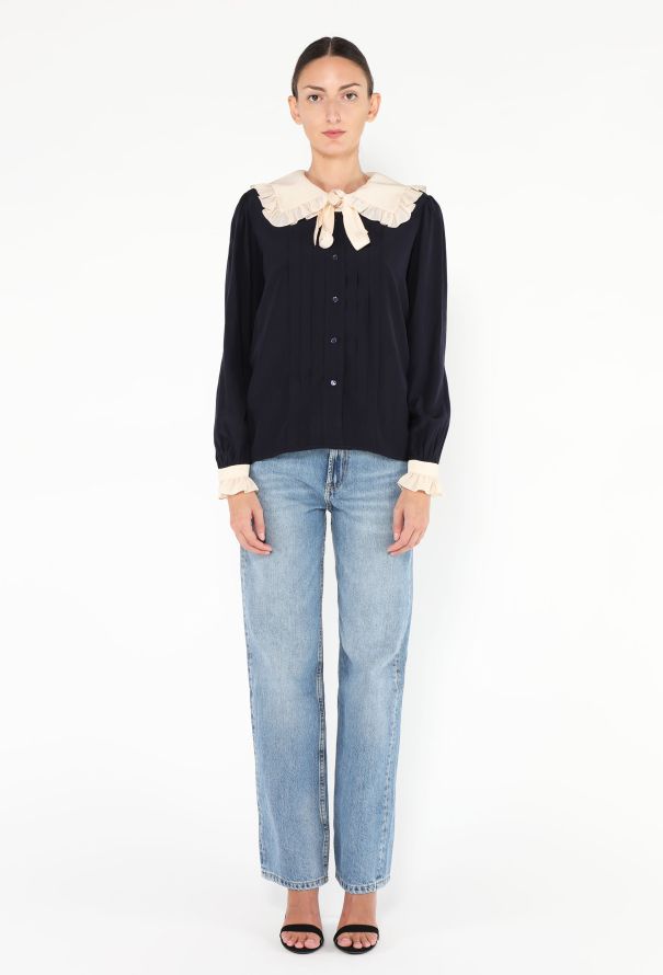 Saint Laurent '80s Ruffled Lavallière Blouse - 3