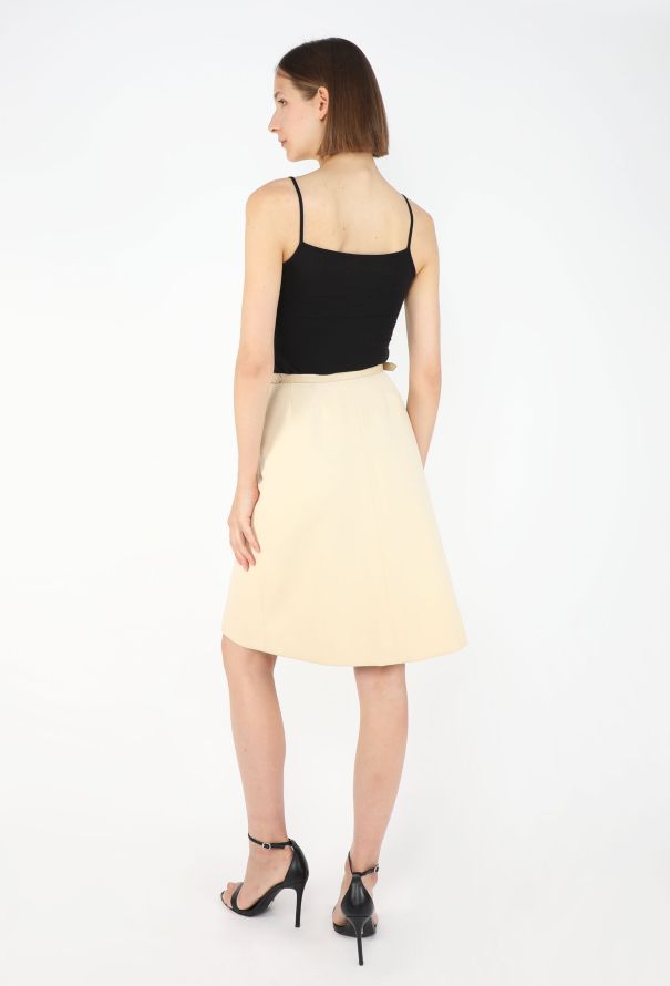 Hermès '70s Leather Trim Wrap Skirt - 4