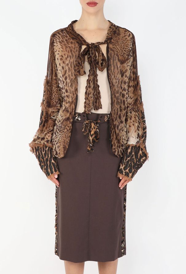 Saint Laurent Tom Ford S/S 2002 Leopard Lavallière Ensemble - 5