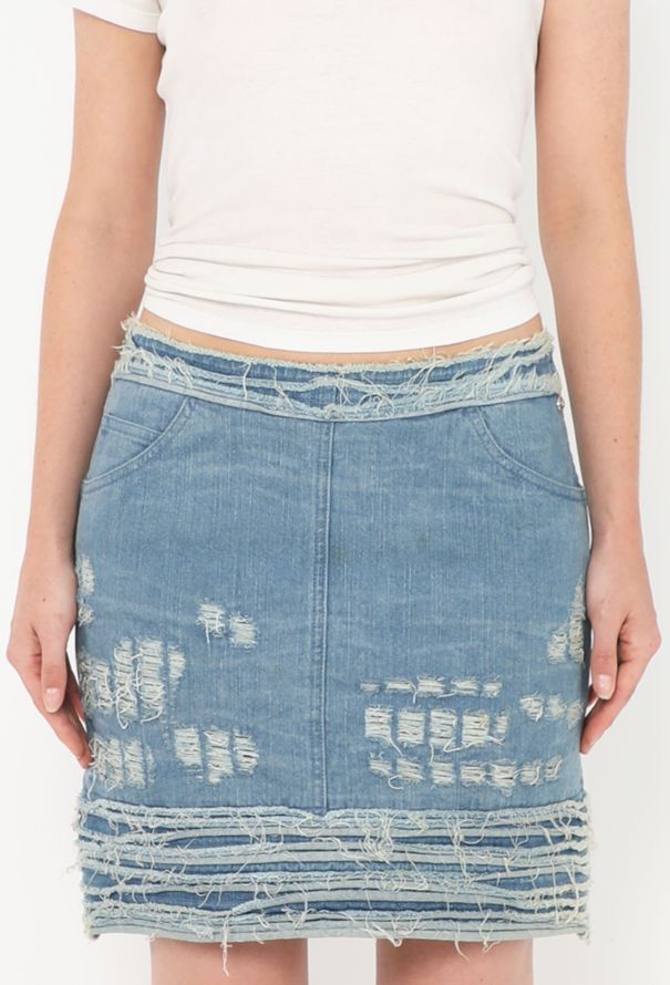 Chanel F/W 2008 Distressed Denim Skirt - 3 Chanel F/W 2008 Distressed Denim Skirt - 3