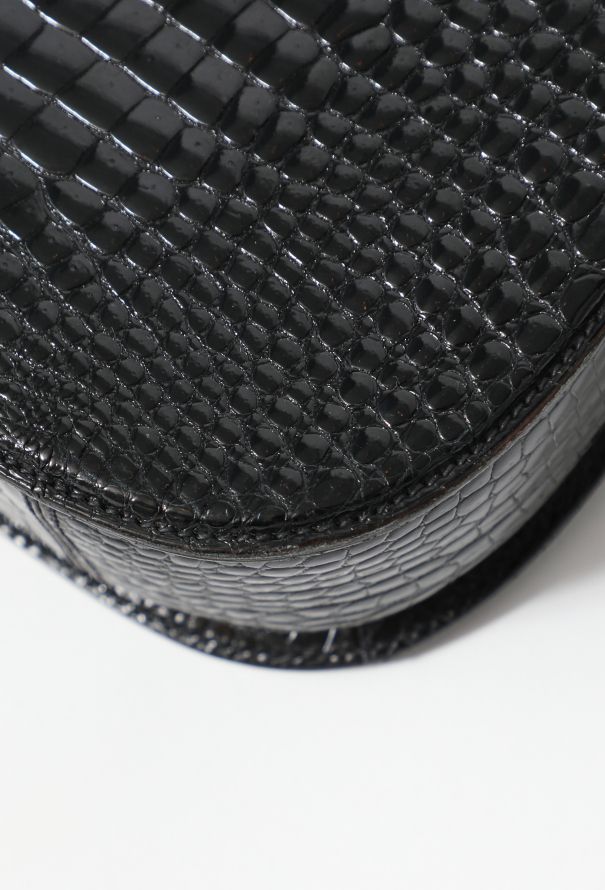 Gucci - Authenticated Bamboo Clutch Bag - Leather Black Crocodile for Women, Very Good Condition