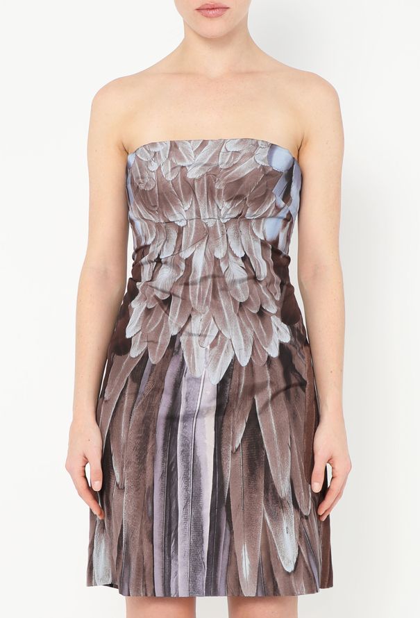 Prada S/S 2005 Feather Print Silk Dress - 3