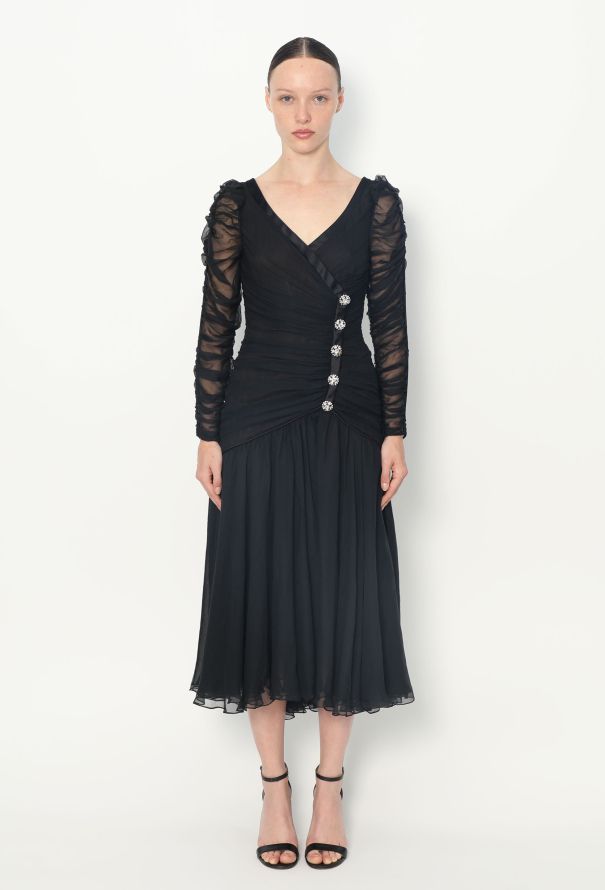 Saint Laurent HAUTE COUTURE F/W 1983 Embellished Chiffon Dress - 1