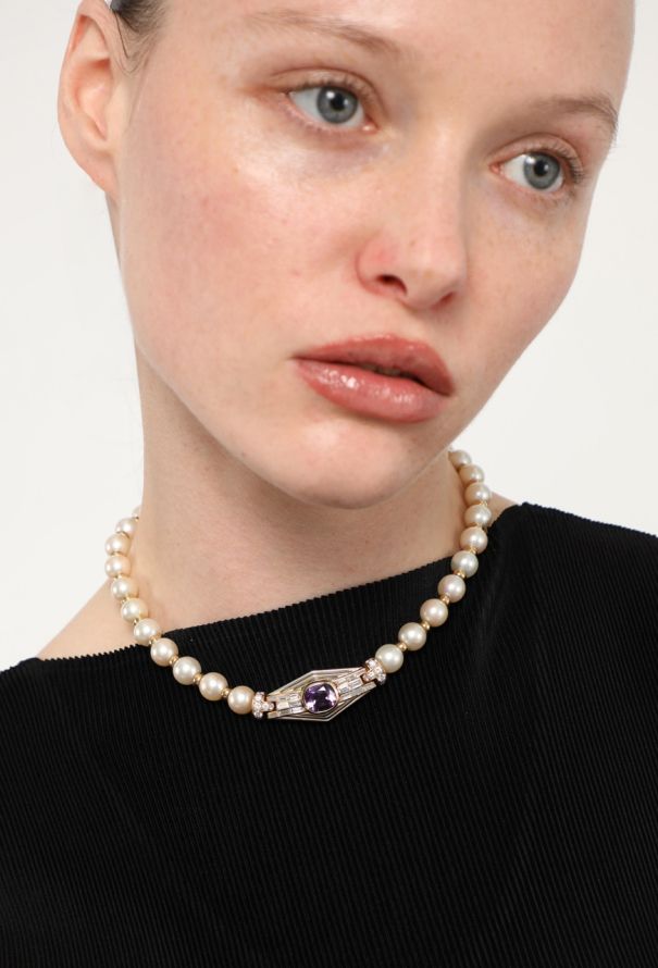 Bulgari 18k Yellow Gold, Pearl,  Diamond & Amethyst Necklace - 1