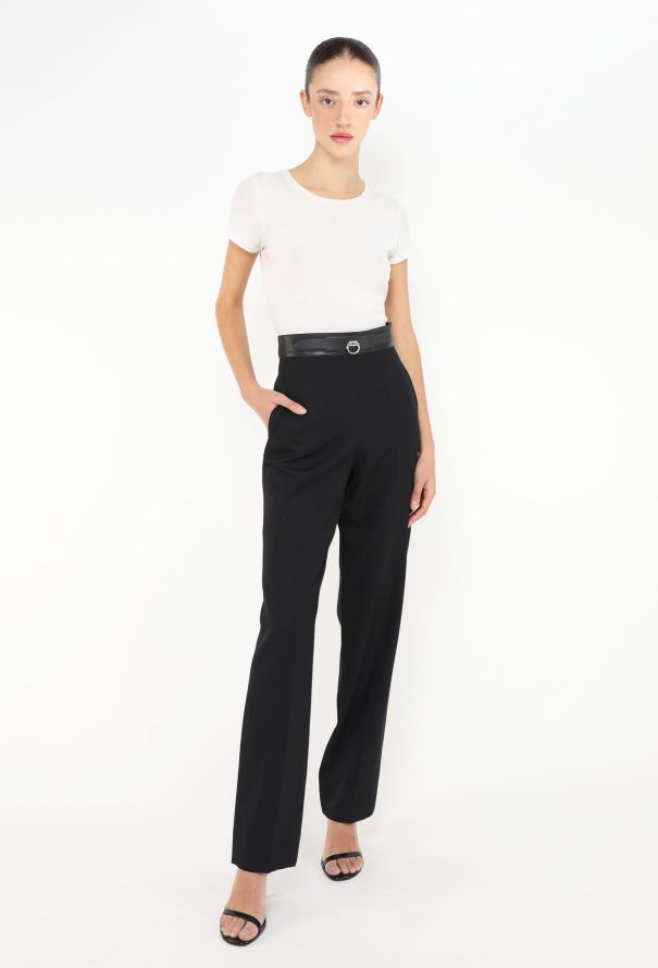 Hermès F/W 2021 Leather Trim Trousers - 4