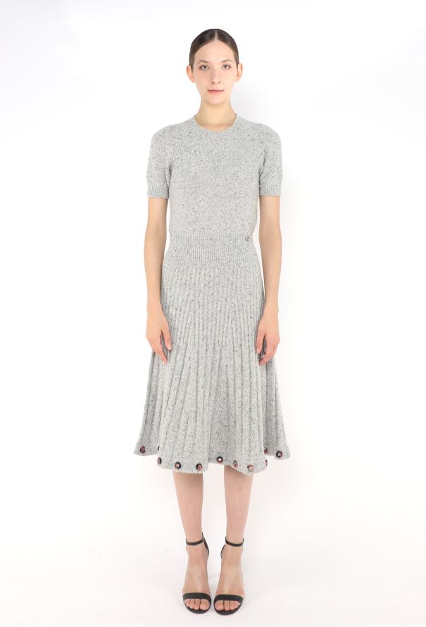 Chanel F/W 2016 Cashmere Eyelet Trim Dress - 2