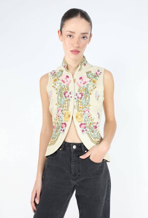 Roberto Cavalli Embroidered Leather Waistcoat, S/S 2003 - 4