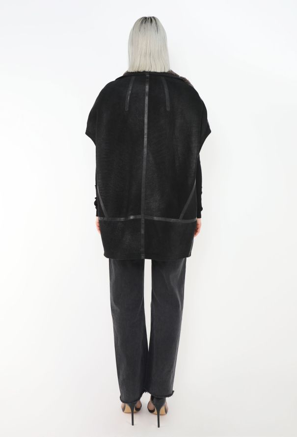 Rick Owens Oversized Shearling-Lined Biker Vest - 7