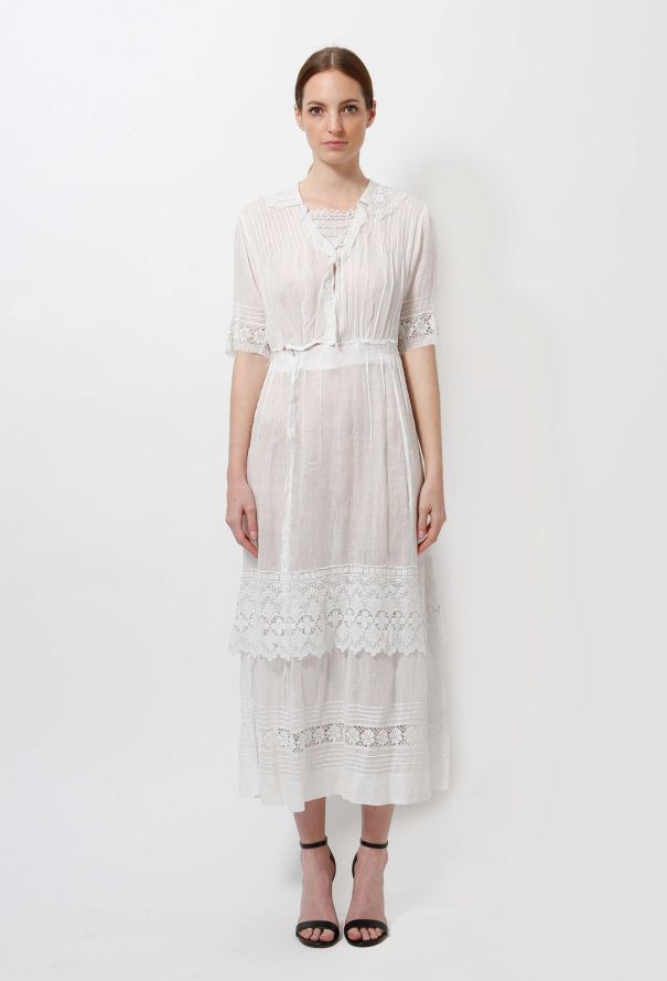 Crochet Trim Lace Dress - 1