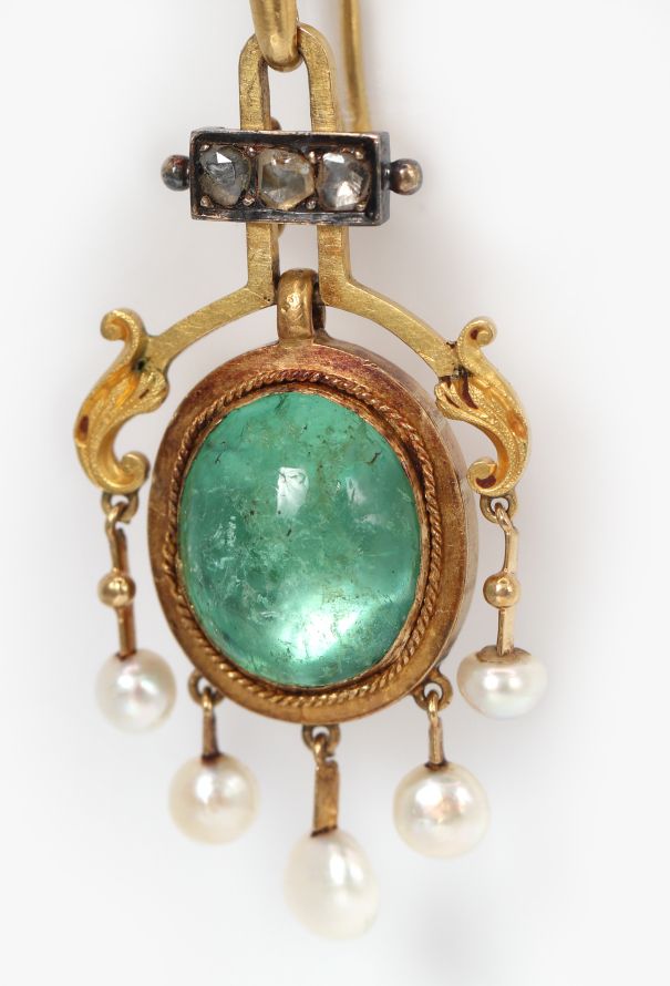 Vintage Fine Jewelry Antique 18k Gold, Diamonds & 5 Carats Emerald Earrings - 6 Vintage Fine Jewelry Antique 18k Gold, Diamonds & 5 Carats Emerald Earrings - 6