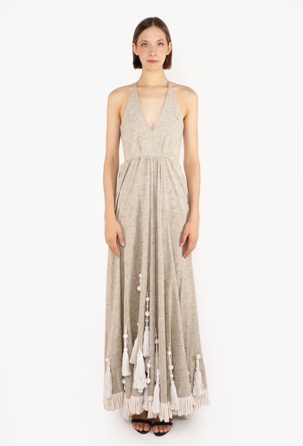 Thierry Mugler Linen Macramé Tassel Dress, 1980s - 2