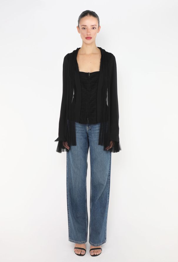 Saint Laurent Tom Ford 2002 Tulle Trim Top - 5