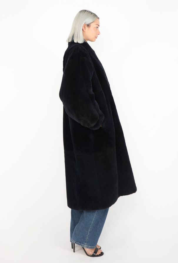 Saint Laurent Vintage Midnight Shearling Fur Coat - 5