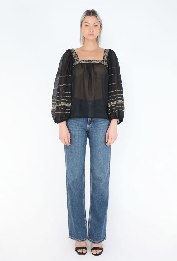 Saint Laurent 1977 Russian Lamé Peasant Blouse - 2