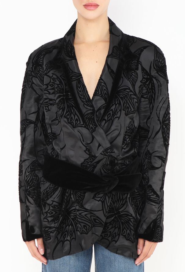 Thierry Mugler Rare '90s Devoré Butterfly Blazer - 3