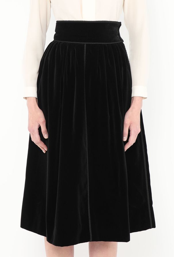 Saint Laurent 1976 Russian Braided Trim Velvet Skirt - 2