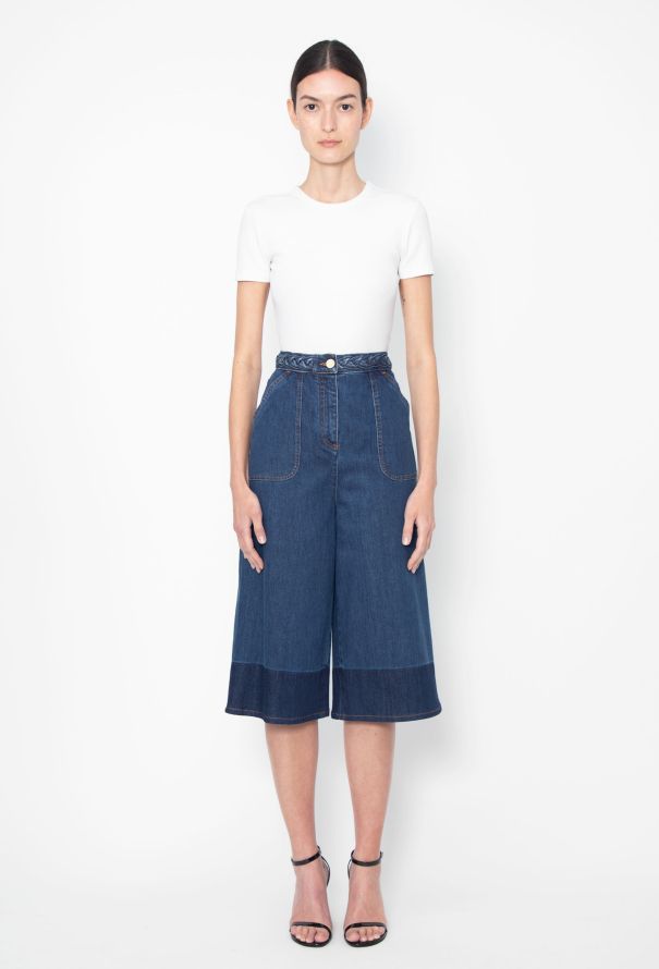 Valentino 2020 Braided Denim Culottes - 1