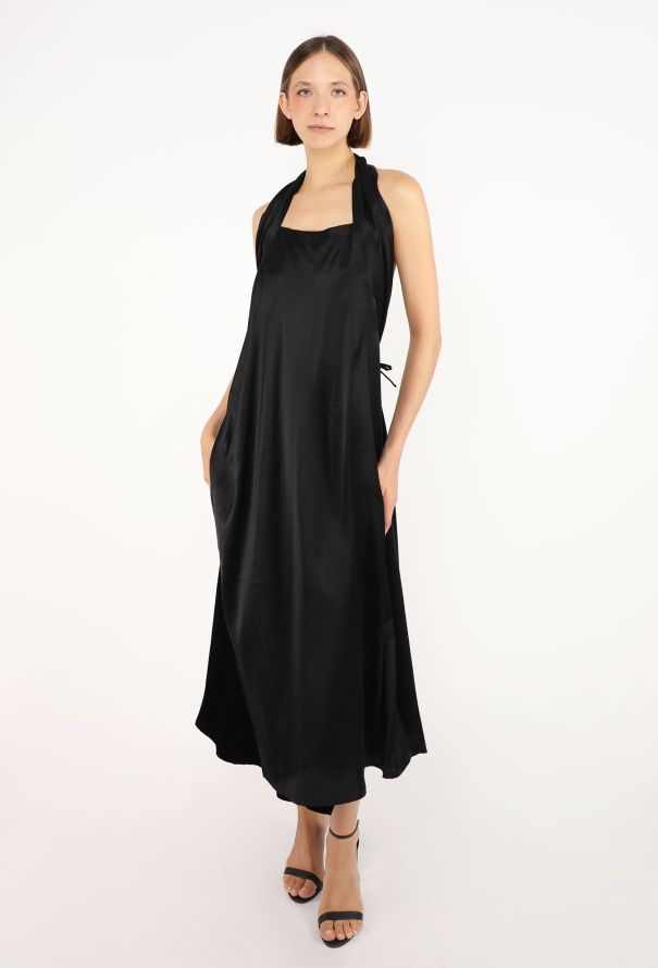 Yohji Yamamoto Open-Back Charmeuse Halter Dress - 3