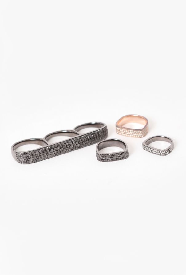 Modern Fine Jewelry AS29 18K Black & Rose Gold Diamond Rings Set - 1