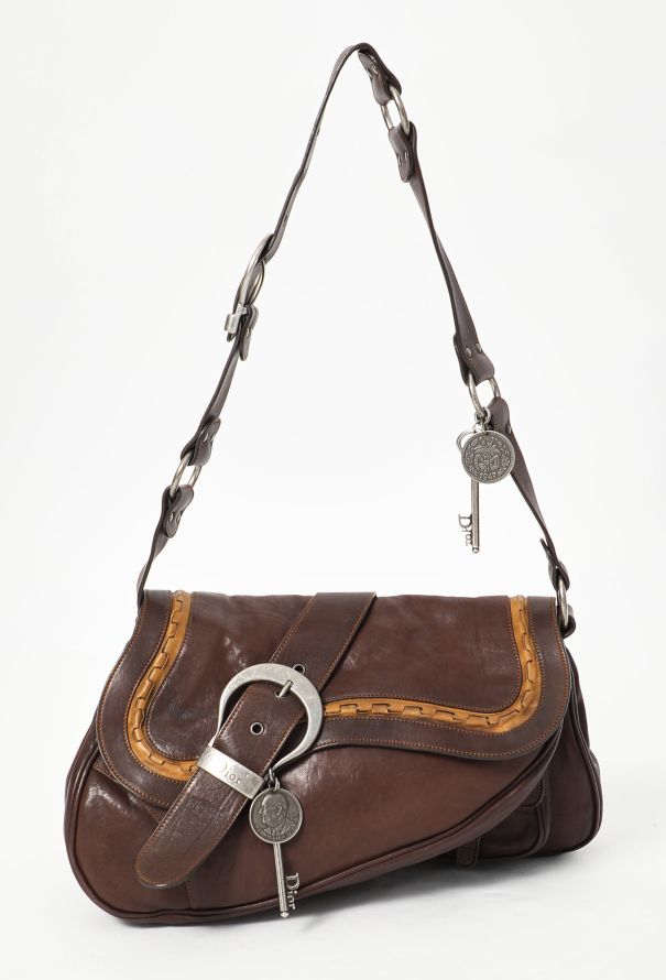 Dior S/S 2006 Brown Gaucho Double Saddle Bag - 1