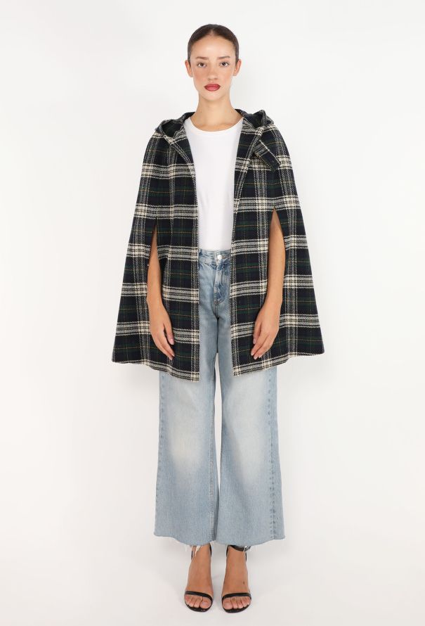 Saint Laurent Plaid Hooded Cape, F/W 2014 - 5