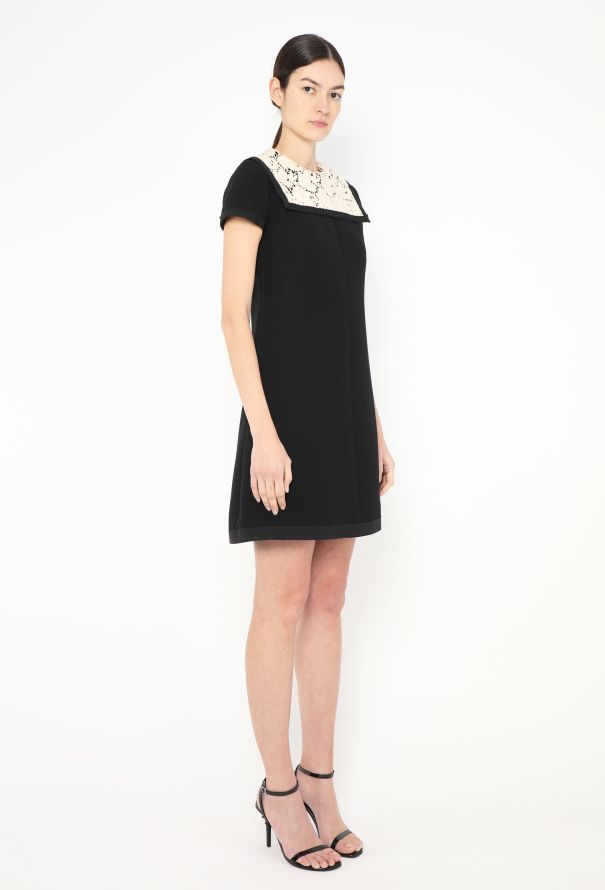 Saint Laurent Haute Couture 1966 Guipure Trim Wool Dress - 3 Saint Laurent Haute Couture 1966 Guipure Trim Wool Dress - 3