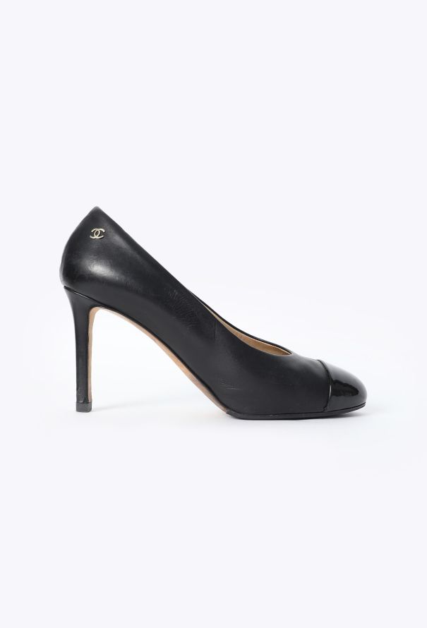 Chanel Patent Cap-Toe Leather Pumps - 1
