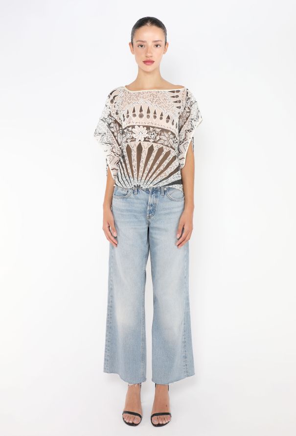 Zandra Rhodes Stunning '70s Hand-Painted Blouse - 3