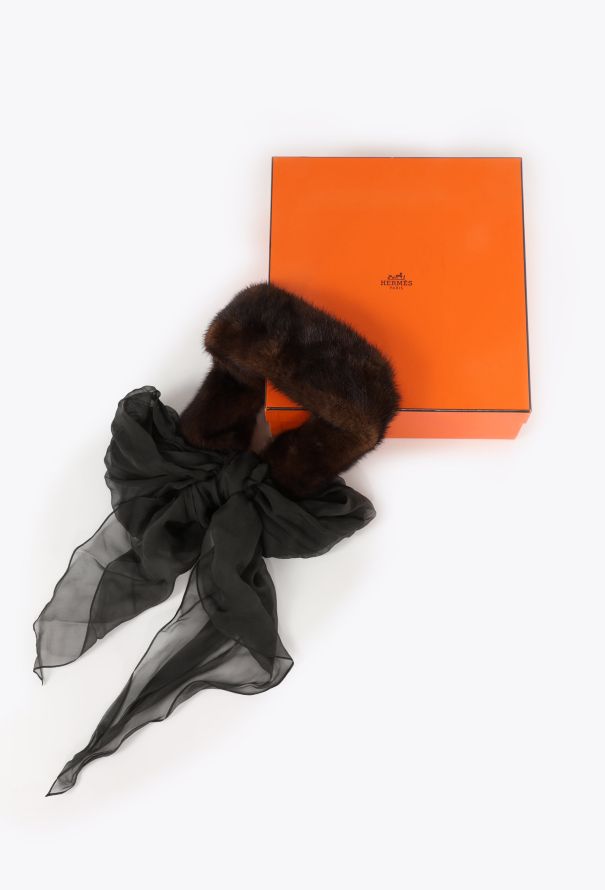 Hermès Vintage Mink Fur & Silk Scarf - 2
