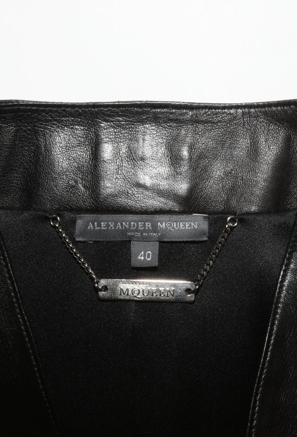 Alexander McQueen Leather Whipstitch Peplum Jacket - 5