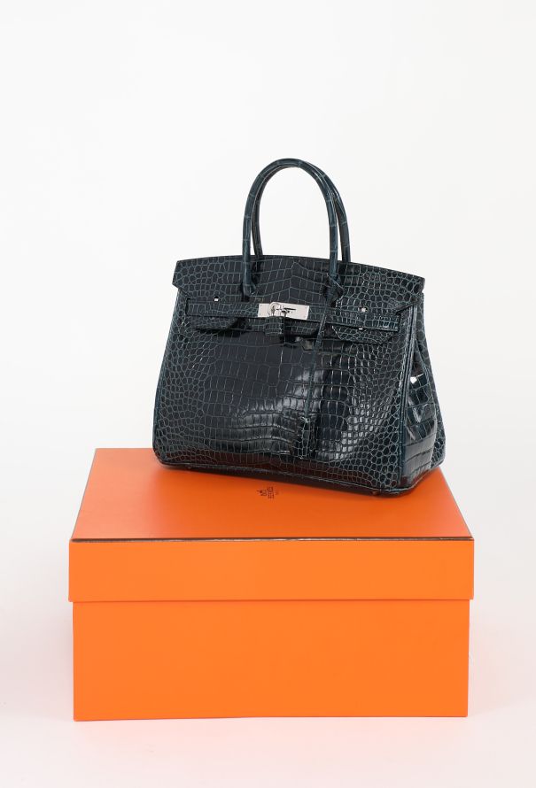 Hermès Exceptional  Vert Rousseau Porosus Birkin 30 - 7