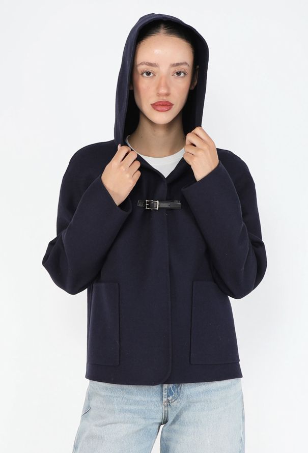 Valentino Buckled Wool Hooded Jacket - 1