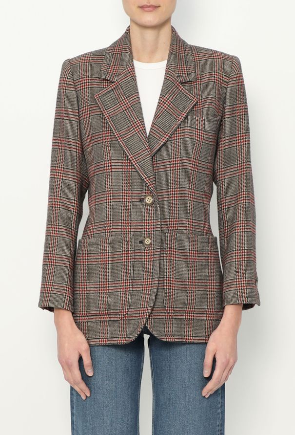 Saint Laurent '70s Houndstooth Plaid Blazer - 1