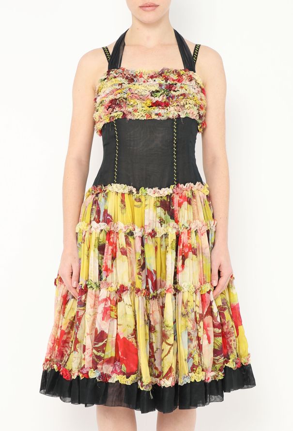 Jean Paul Gaultier S/S 2006 Ruffled Floral Silk Dress - 4