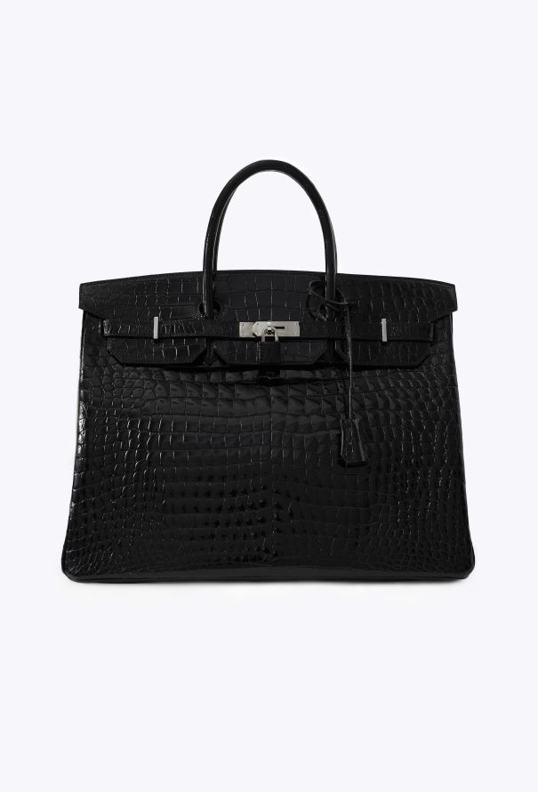 Hermès Shiny Black Porosus Birkin 40 - 1