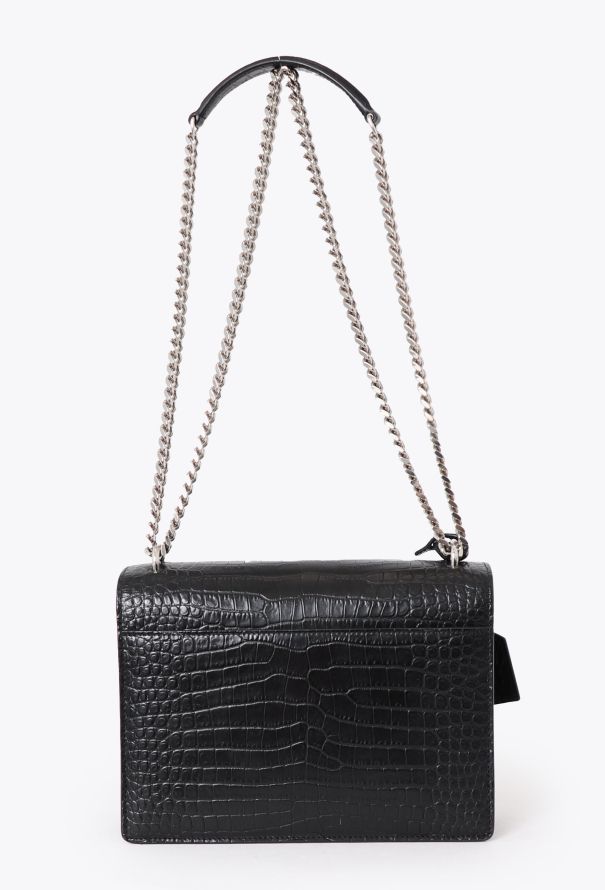 Saint Laurent Medium Croco Embossed Sunset Bag - 6