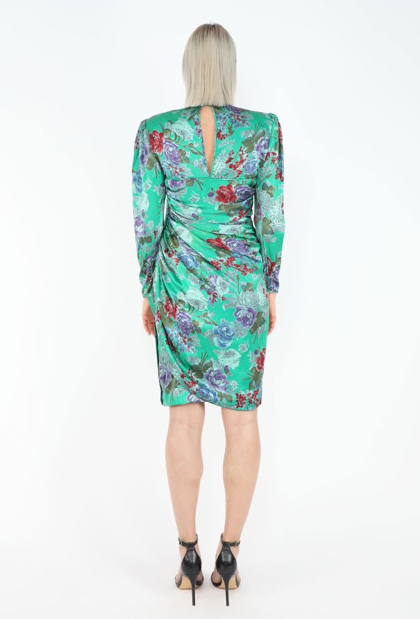 Emanuel Ungaro '80s Floral Draped Silk Dress - 5