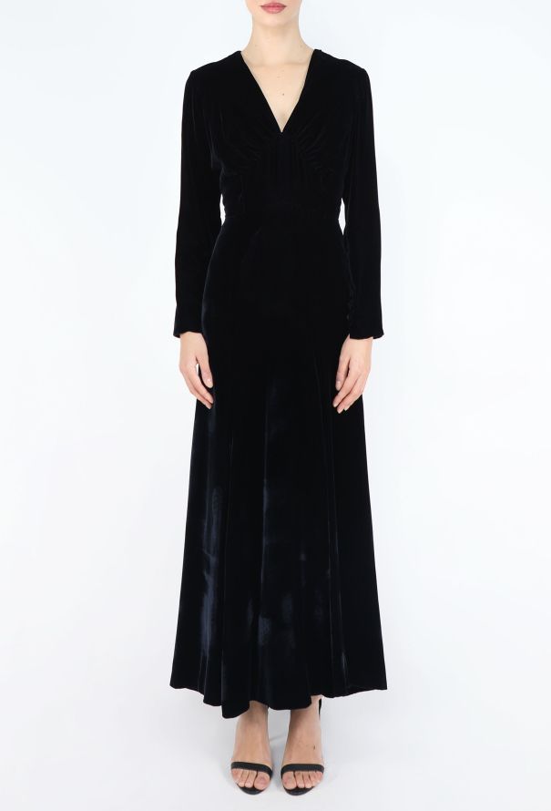 Rochas '90s Midnight Velvet Gown - 3
