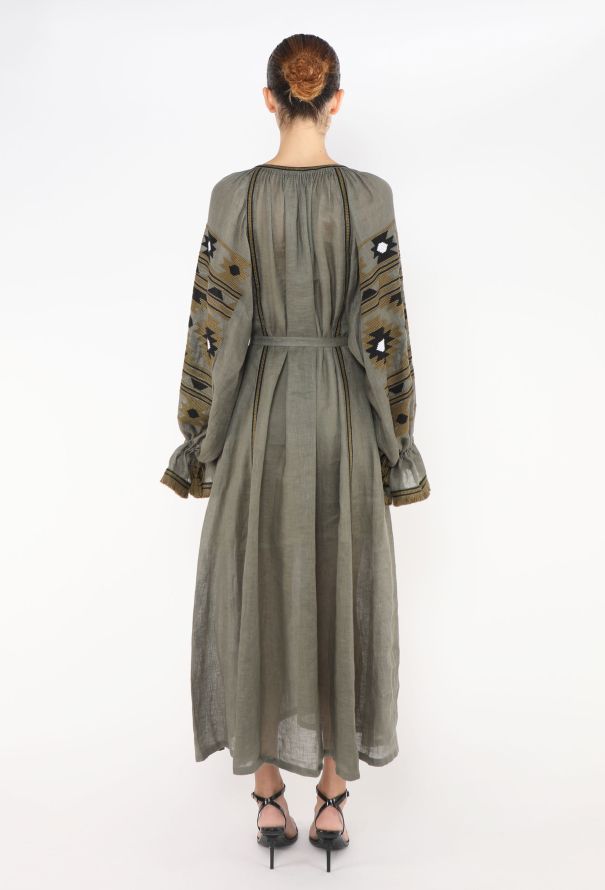 Vita Kin Embroidered Linen Tassel Kaftan - 4