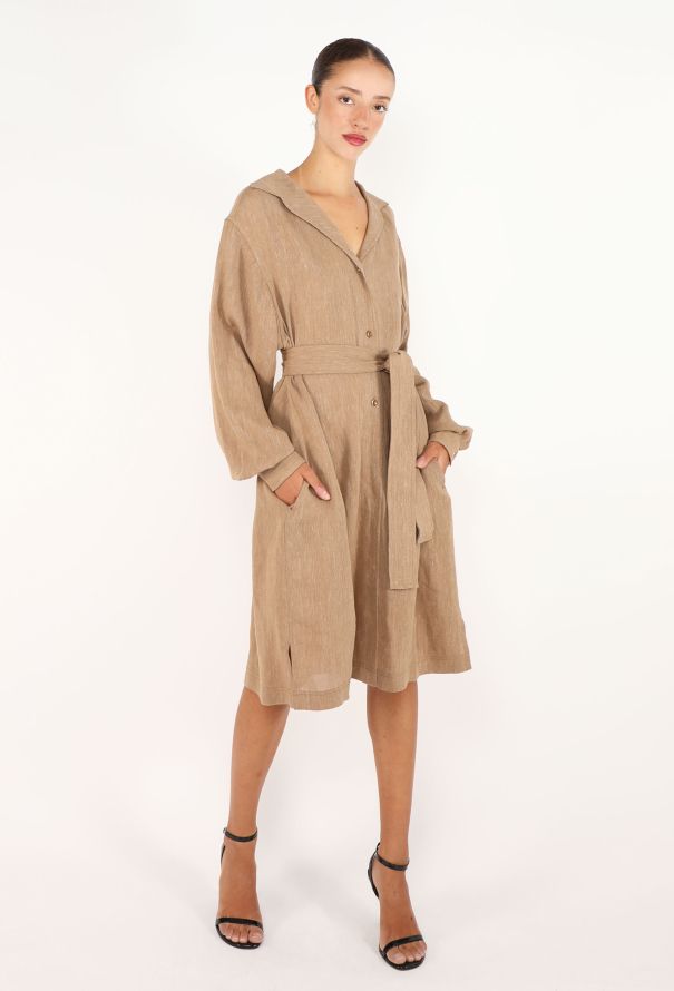 Loro Piana Belted Lora Linen Dress, 2023 - 4
