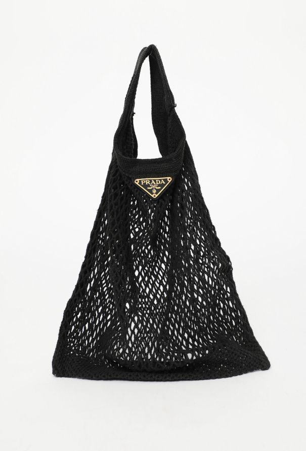 Prada Black Woven Mesh Tote Bag - 1