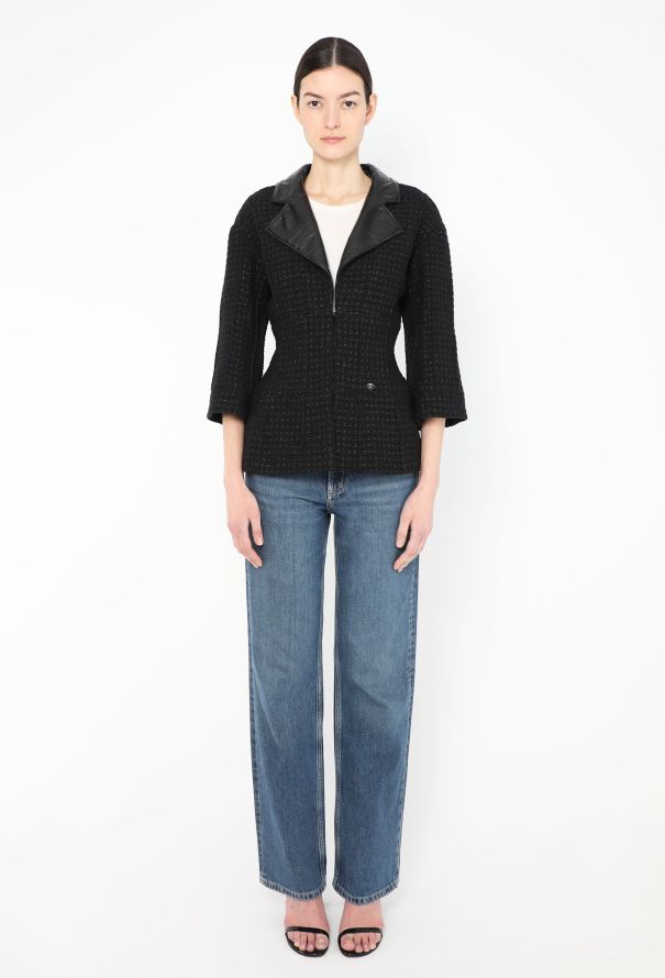 Chanel F/W 2014 Tweed Leather Trim Jacket - 3