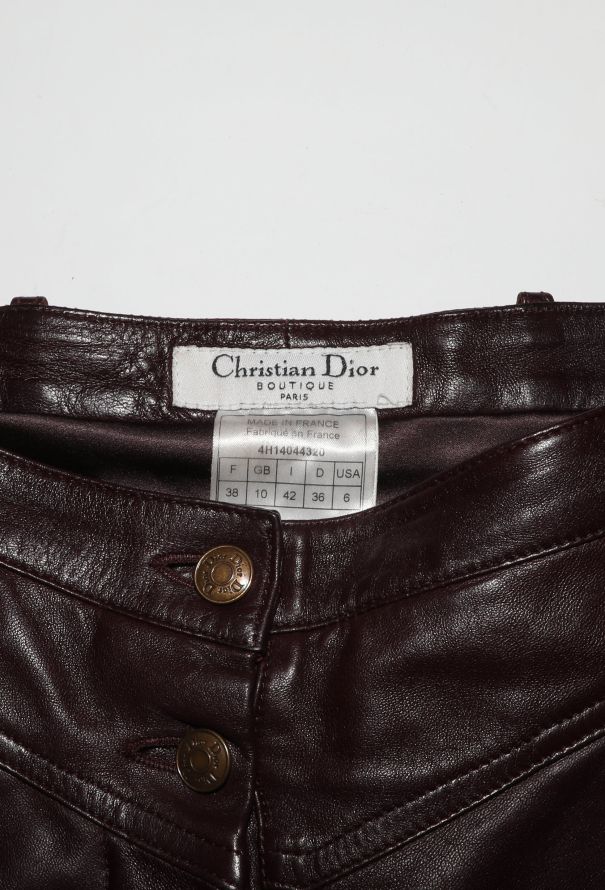 Dior 2004 Burgundy Lambskin Trousers - 6